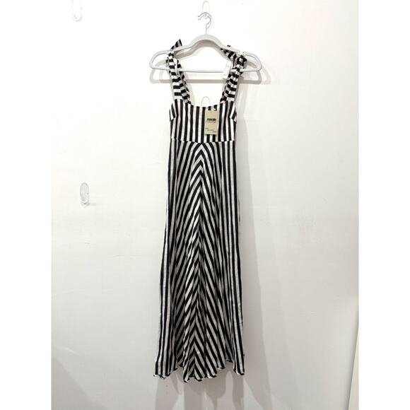 Zimmermann Honour Sleeveless Linen Chevron Maxi Dress Black White Size 0 / XS - Picture 2 of 5